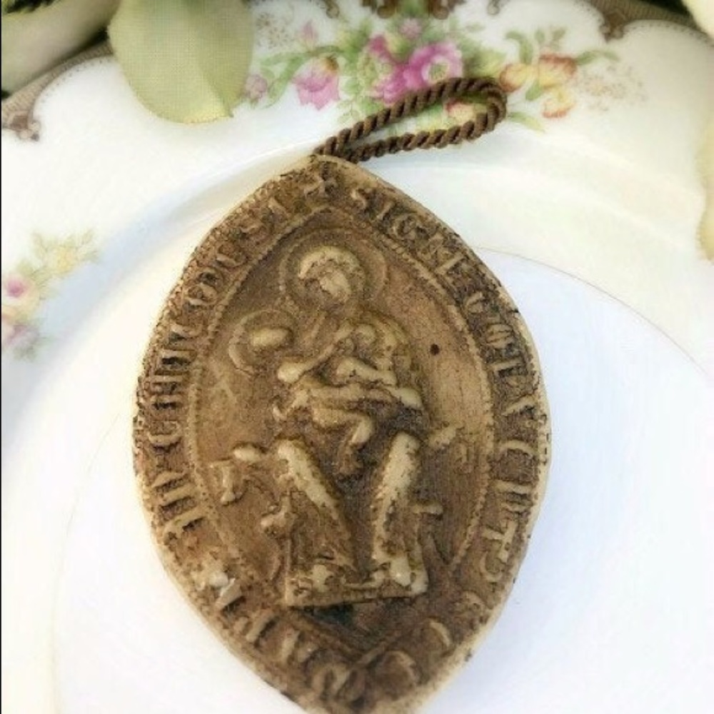 Vintage Bee’s Wax Religious Pendant